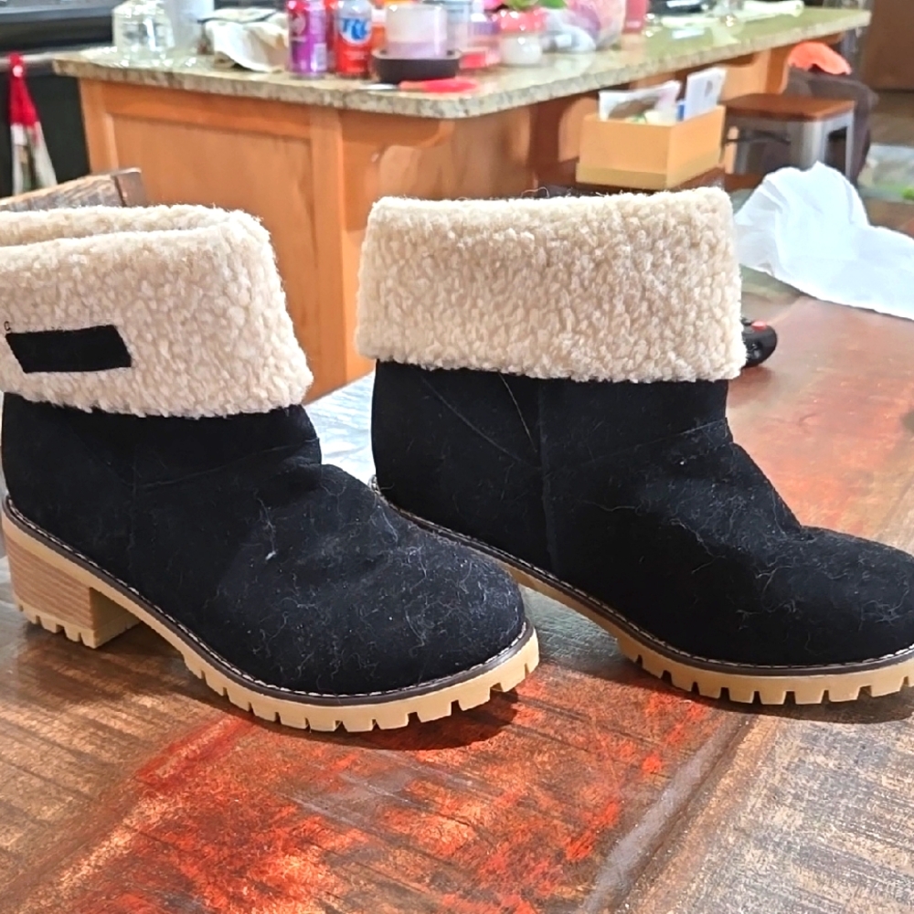Women's Black and Cream Ankle Boots